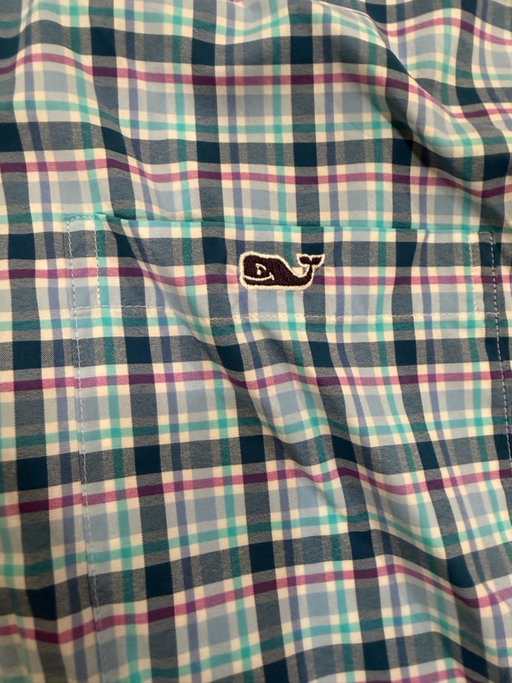 Vineyard Vines Teal, Navy & Purple Plaid Button-Down Shirt
